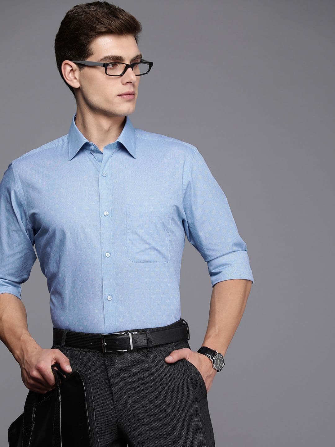 Raymond Pure Cotton Self Design Slim Fit Textured Formal Shirt - view 1
