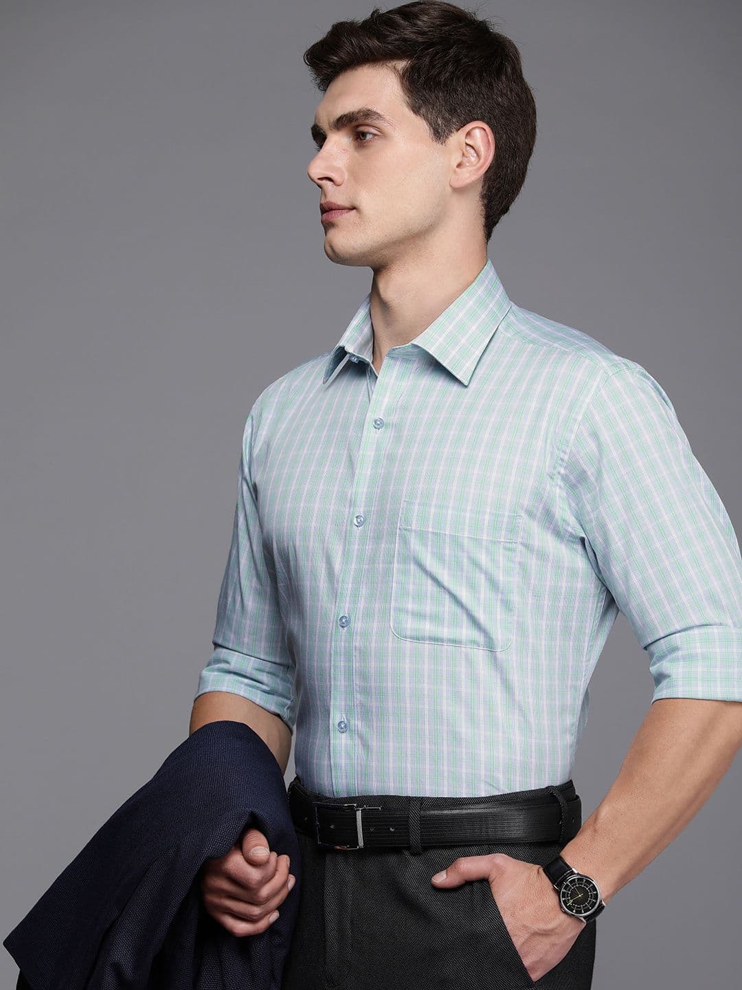 Raymond Men Pure Cotton Slim Fit Tartan Checked Formal Shirt - view 1