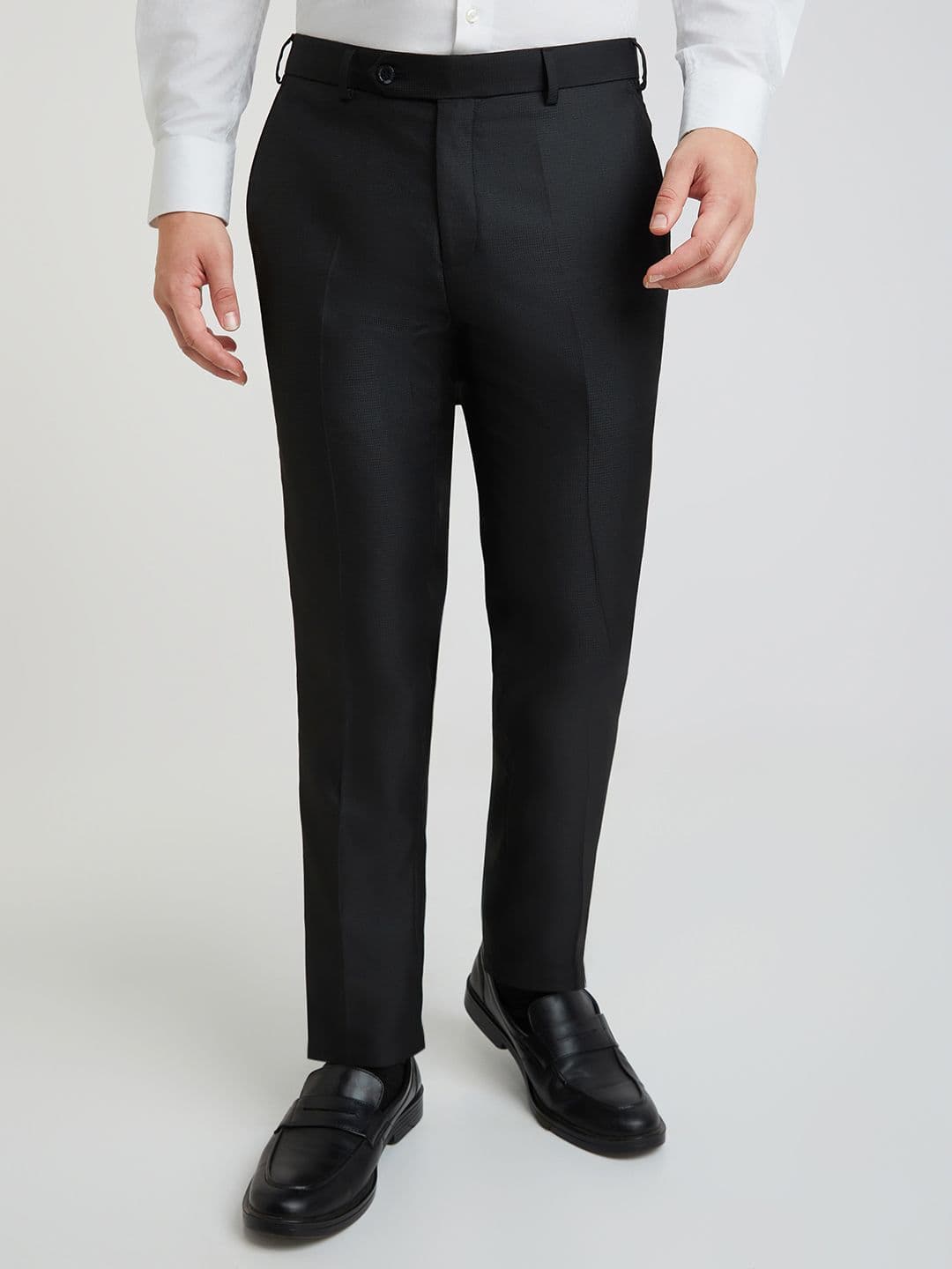 Raymond Men Textured Mid-Rise Slim Fit Formal Trousers - view 1