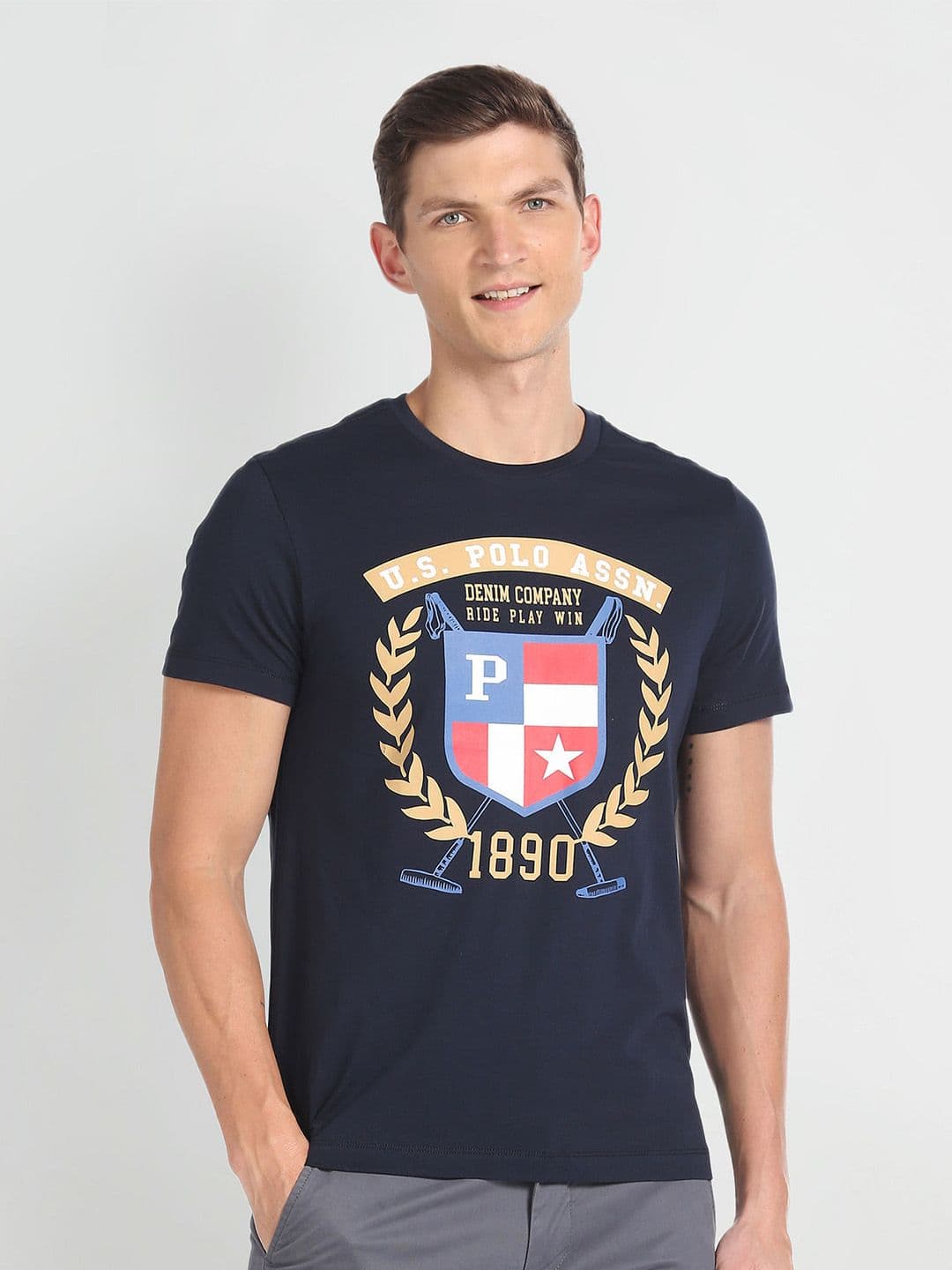 U.S. Polo Assn. Denim Co. Typography Printed Slim Fit Cotton T-Shirt - view 1