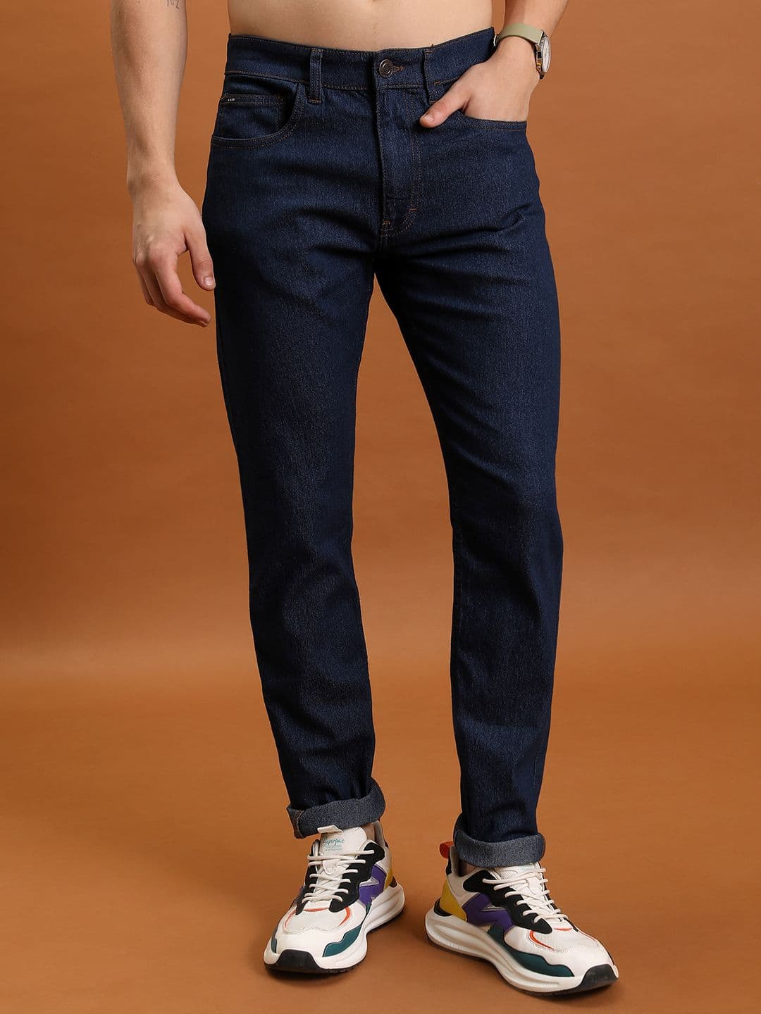 HIGHLANDER Men Slim Fit Mid-Rise Dark Jeans - view 1