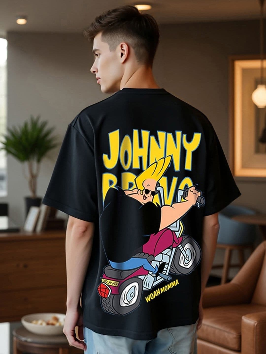 Bewakoof Official Cartoon Network Merchandise Johnny Biker Printed Oversized T-shirt - view 1