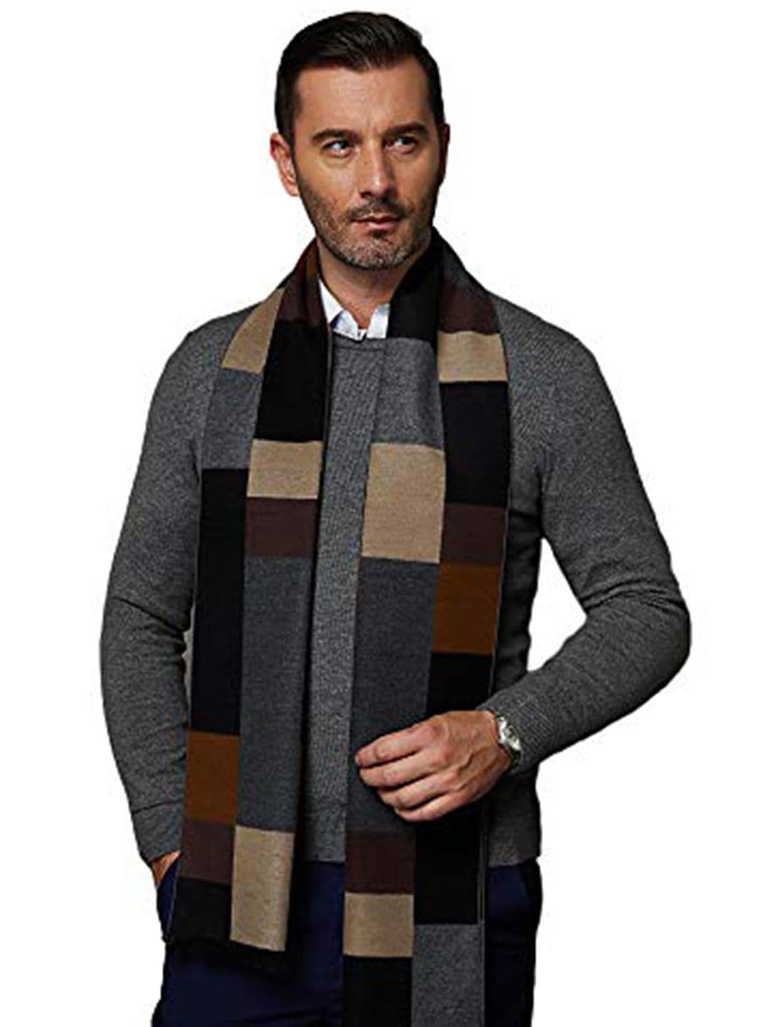 Alexvyan Colorblocked Woolen Cashmere Winter Muffler - view 1
