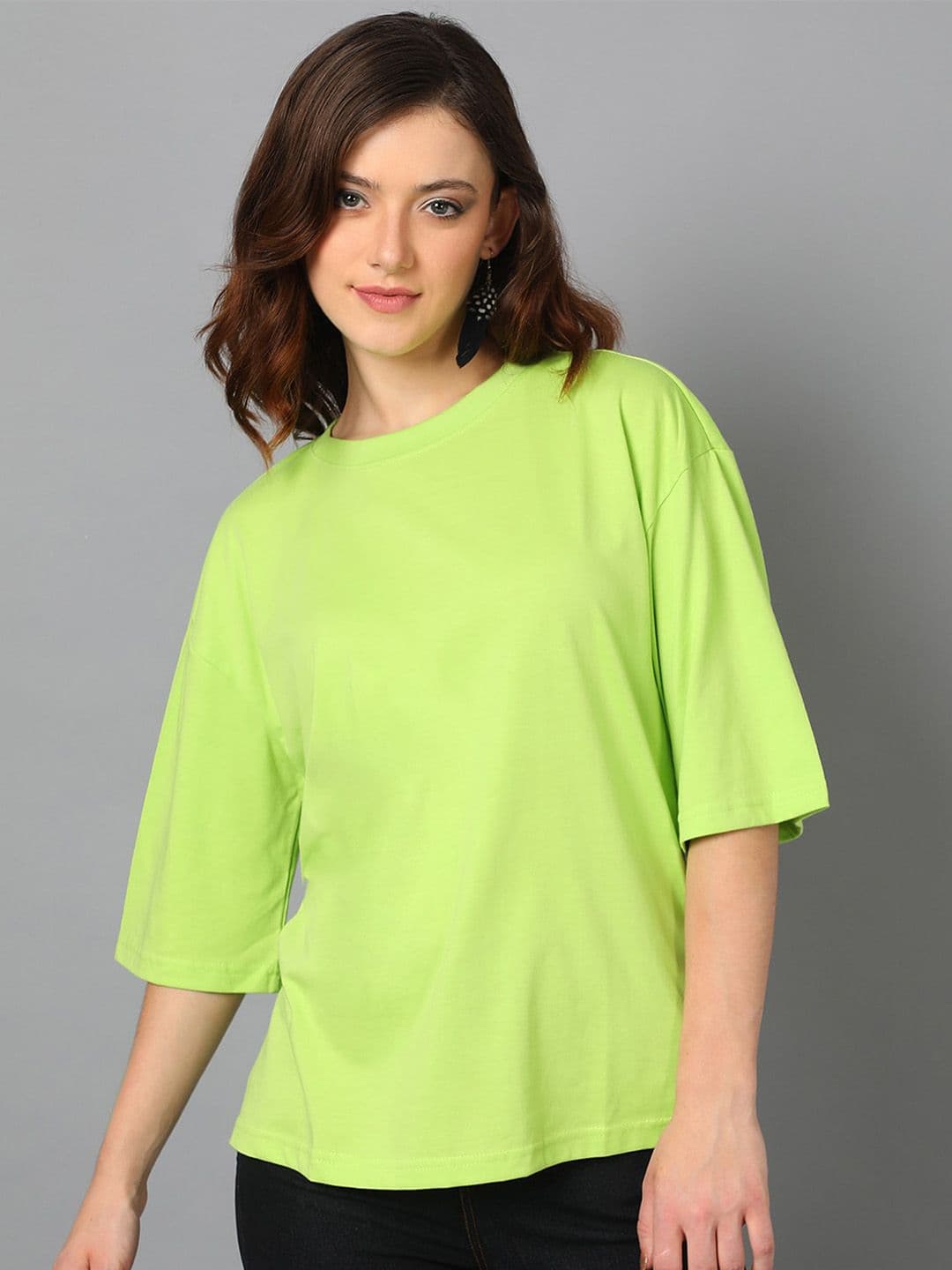 Kotty Round Neck Drop-Shoulder Sleeves Oversized T-shirt - view 1