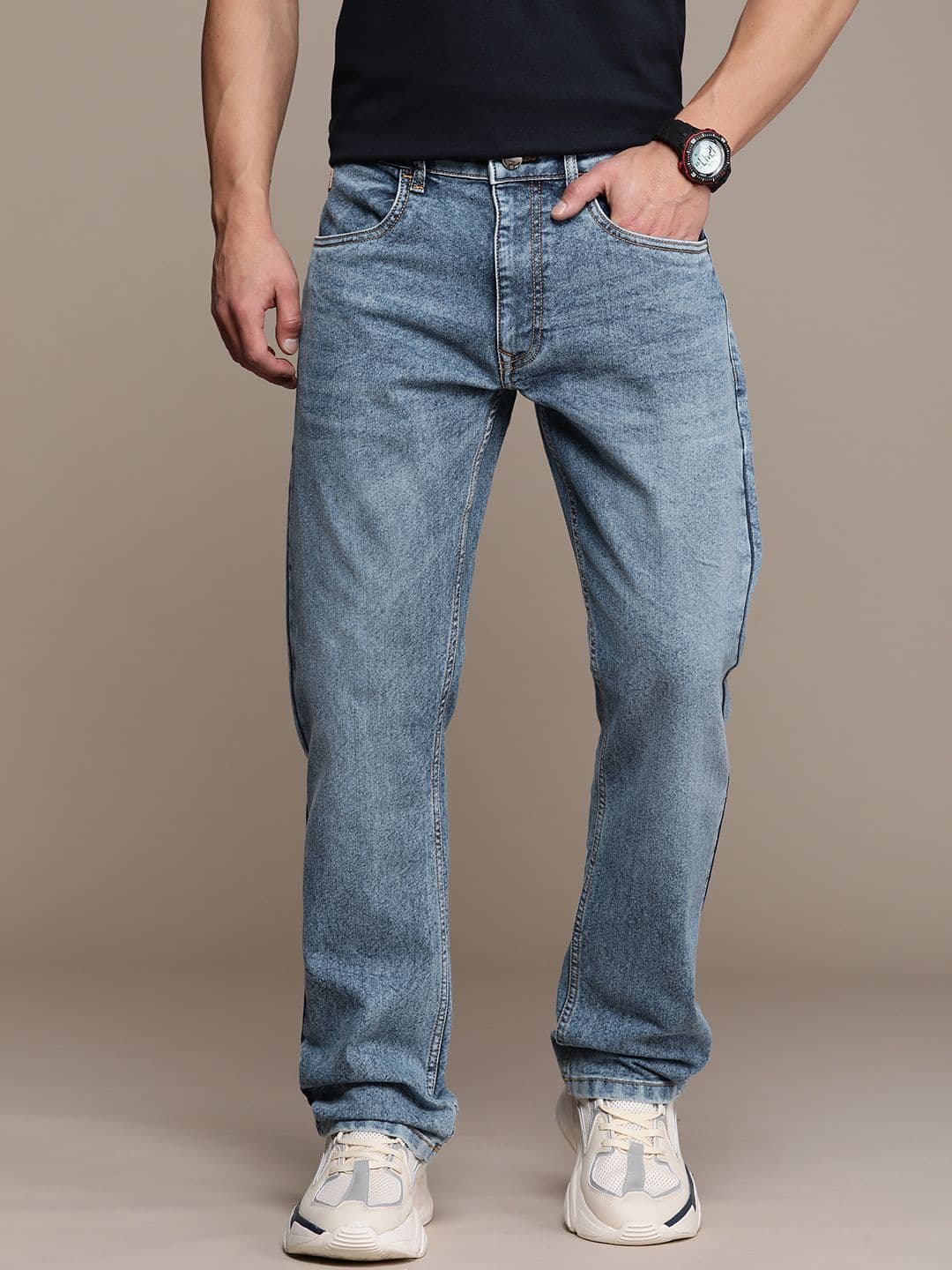 WROGN Men Mid-Rise Anti Fit Heavy Fade Stretchable Jeans - view 1