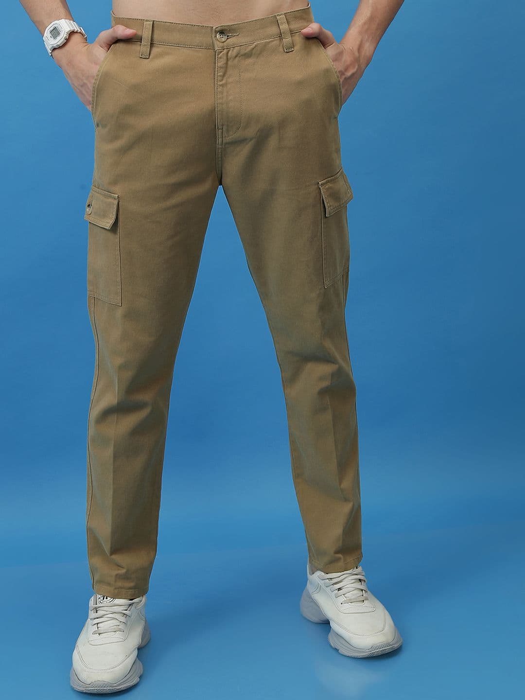 HIGHLANDER Men Plain Cargo Regular Fit Trousers - view 1