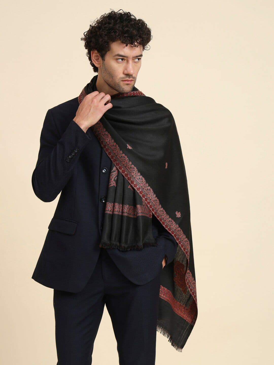 Zamour Men Ethnic Motif Woven Design Stole - view 1