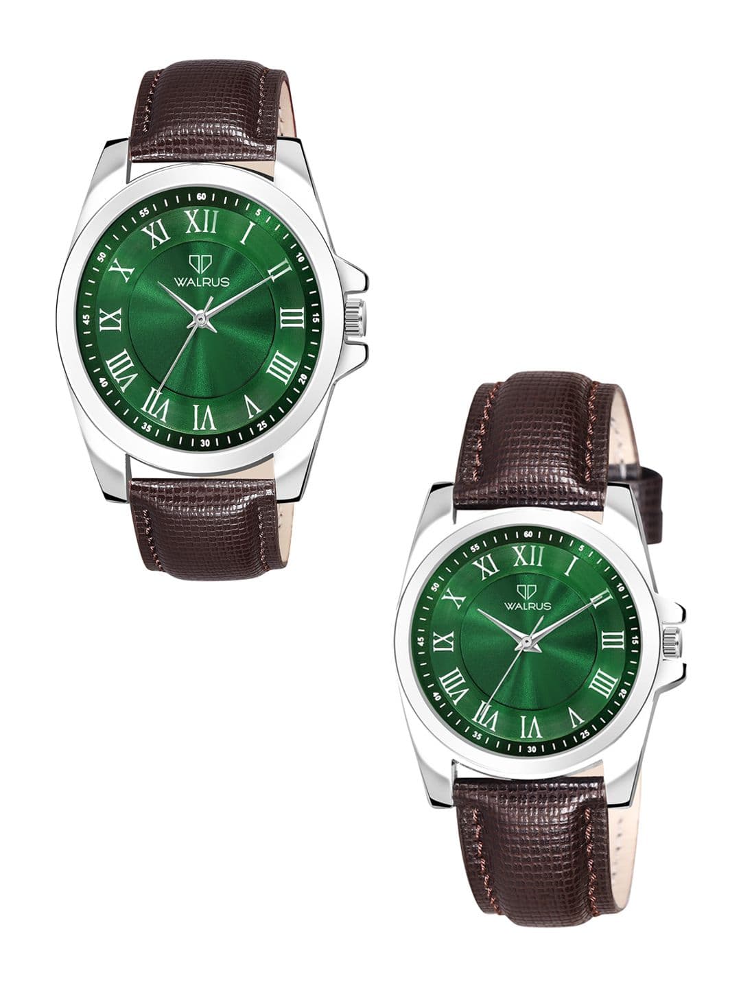 Walrus Brass Dial & Brown Straps Analogue His and Her Watches WWTP-OPUS-V-040907 - view 1