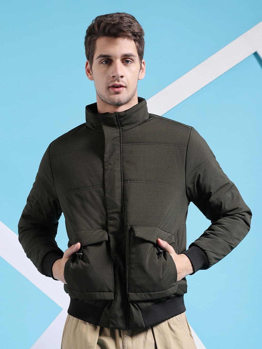 The Indian Garage Co Men Regular Fit Padded Bomber Jacket - view 1