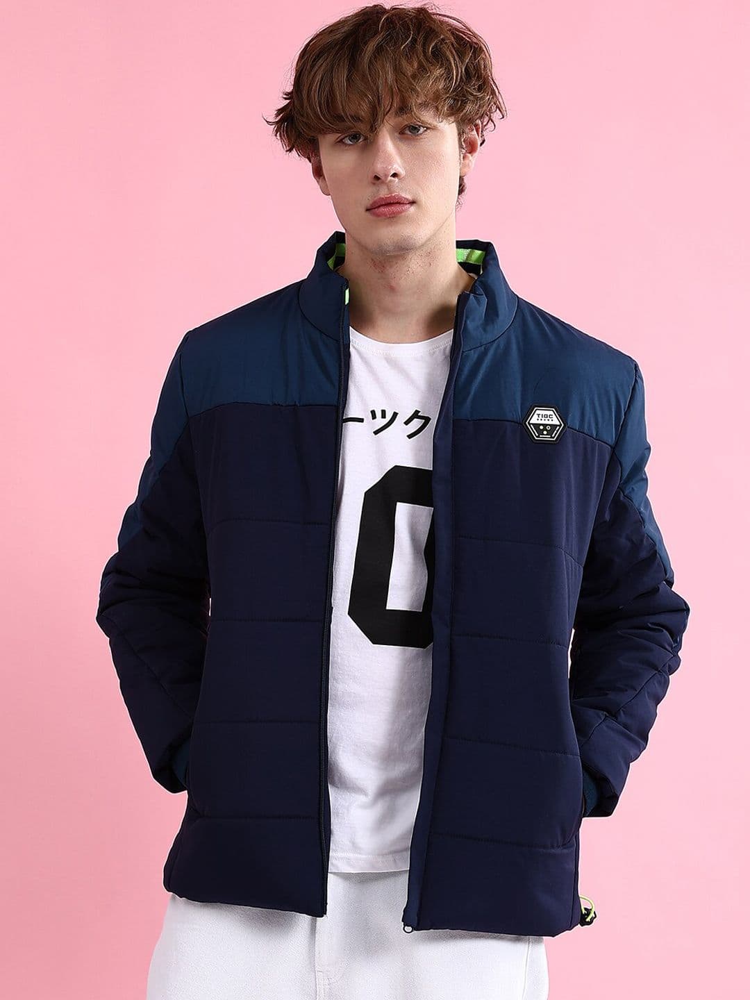 The Indian Garage Co Men Colourblock Zip-Front Regular Fit Puffer Jacket - view 1