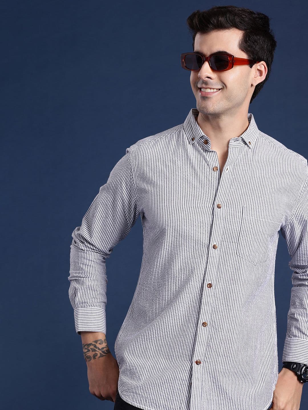 Mast & Harbour Men Striped Cotton Casual Shirt - view 1
