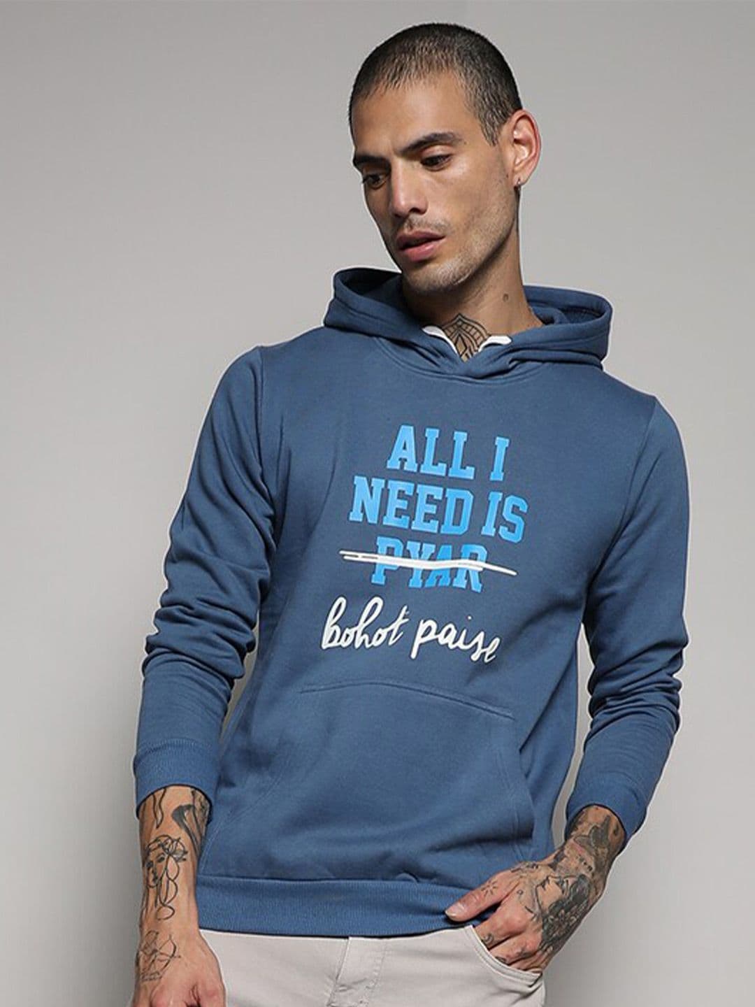 CAHOOT Typographic Printed Hooded Cotton Sweatshirt - view 1