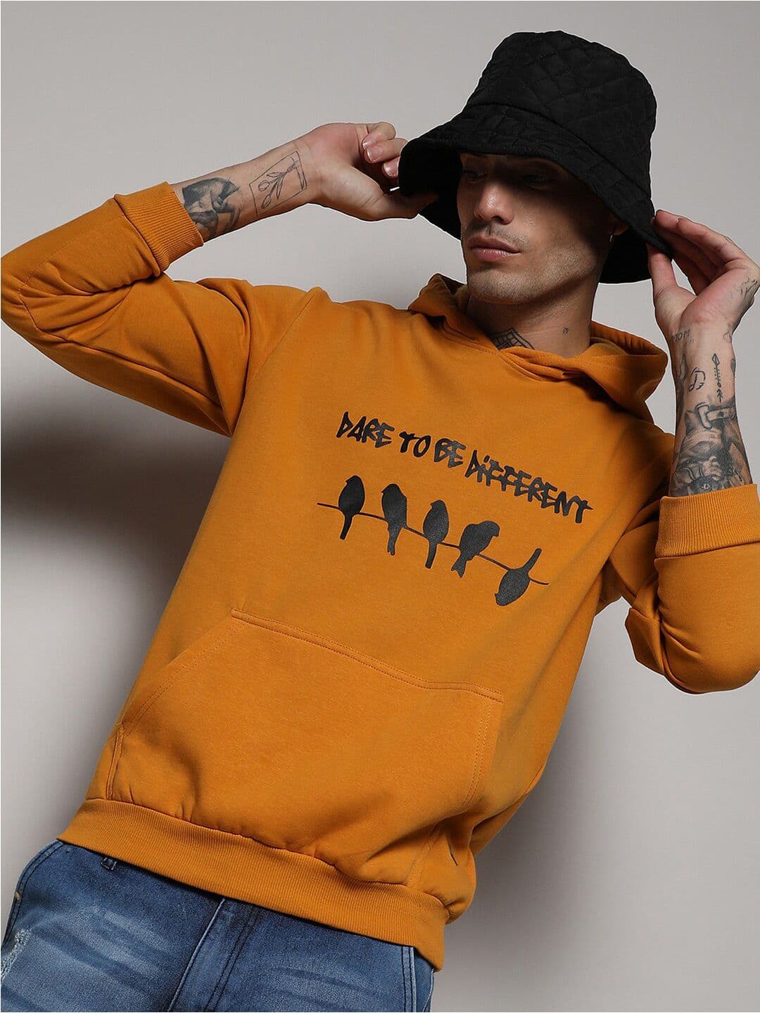 CAHOOT Typographic Printed Hooded Cotton Sweatshirt - view 1