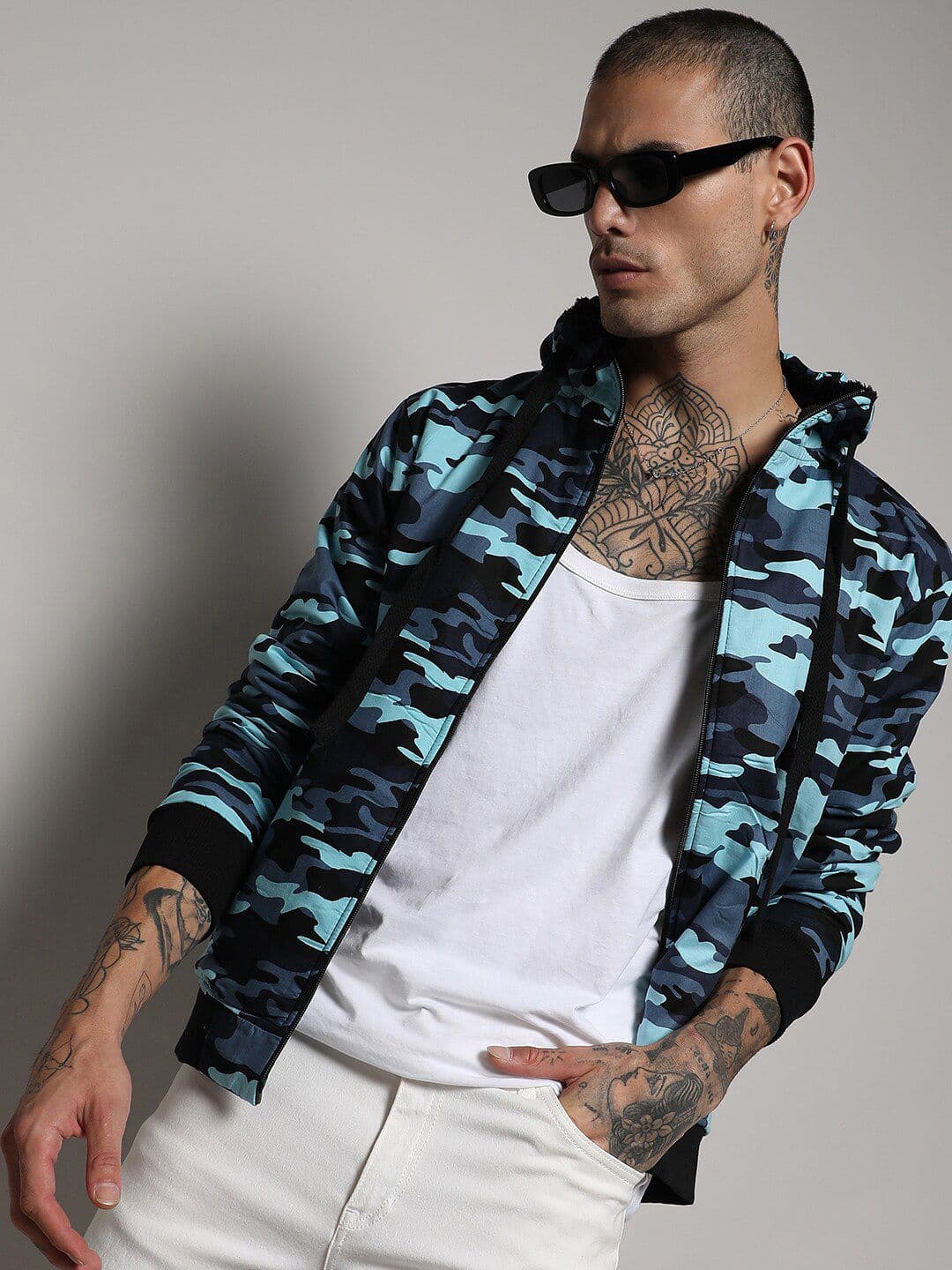 CAHOOT Blue Camouflage Windcheater Cotton Bomber Jacket - view 1