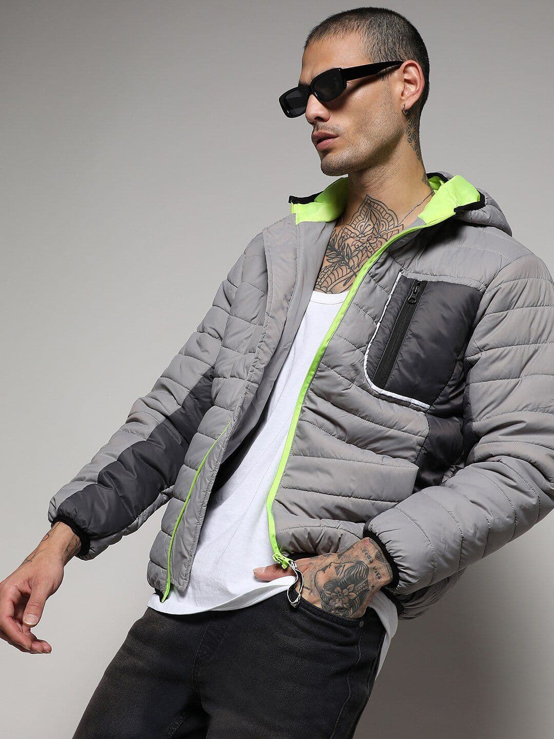 CAHOOT Colourblocked Windcheater Hooded Puffer Jacket - view 1