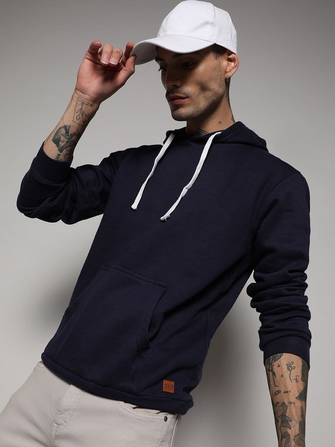 CAHOOT Navy Blue Hooded Cotton Sweatshirt - view 1