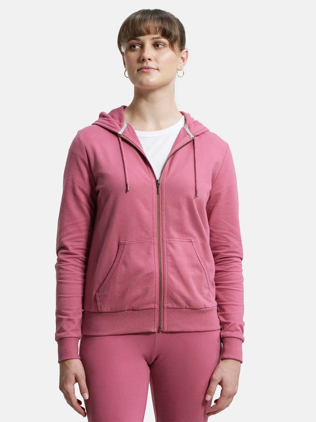 Jockey Super Combed Cotton French Terry Fabric Hoodie Jacket with Side Pockets-AW30 - view 1