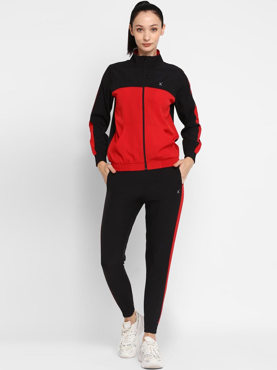 HRX by Hrithik Roshan Black Colourblocked Mock Collar Long Sleeve Tracksuit - view 1