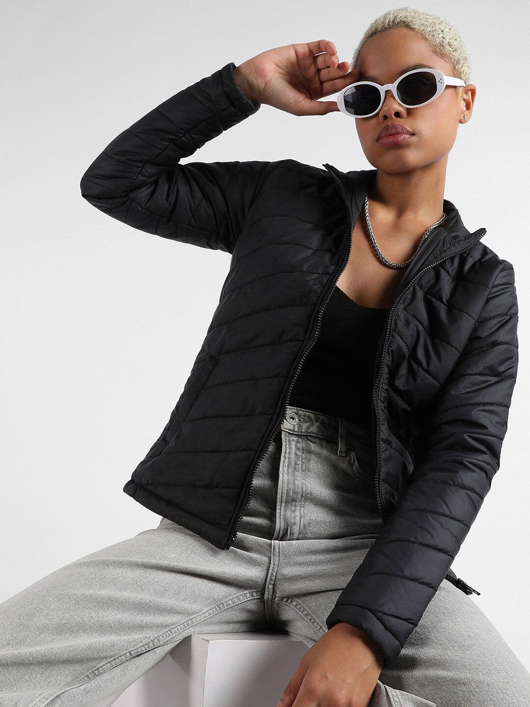 PINACOLADA Mock Collar Windcheater Puffer Jacket - view 1
