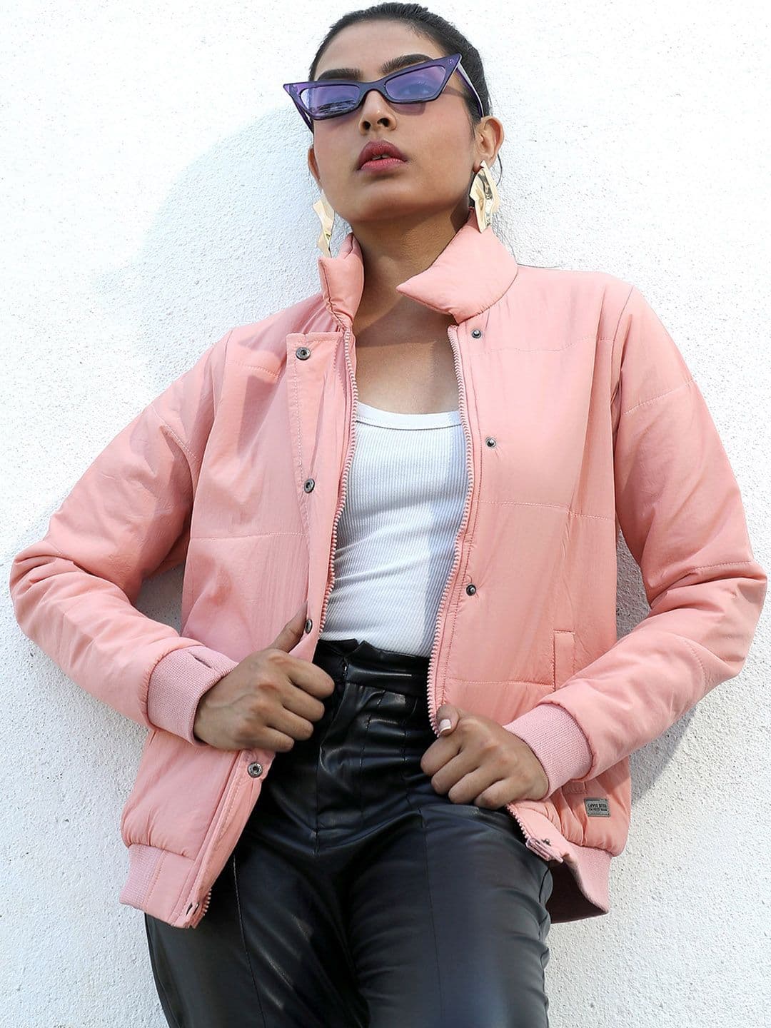 PINACOLADA Mock Collar Windcheater Longline Padded Jacket - view 1