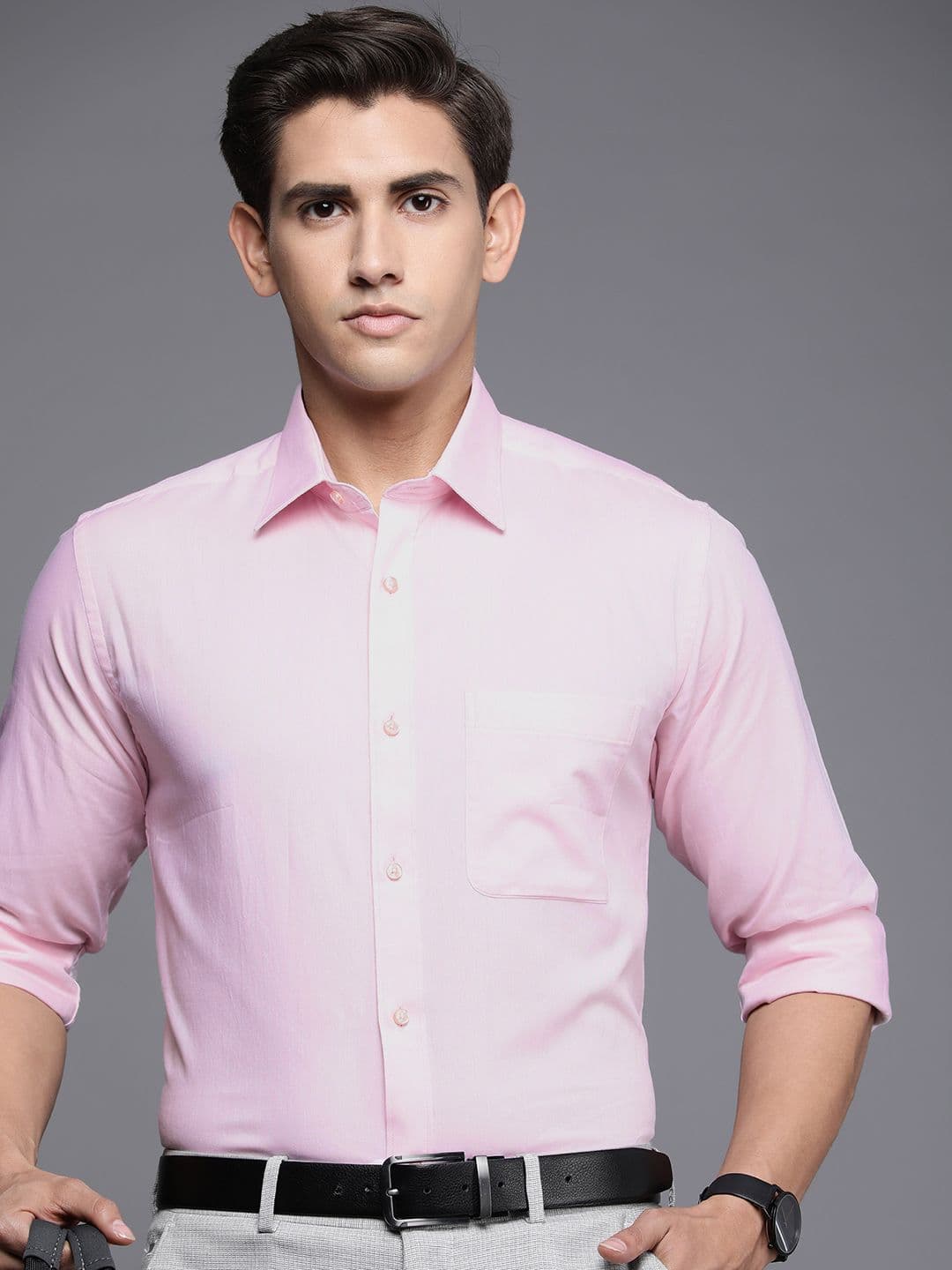 Raymond Self Design Pure Cotton Slim Fit Opaque Formal Shirt - view 1