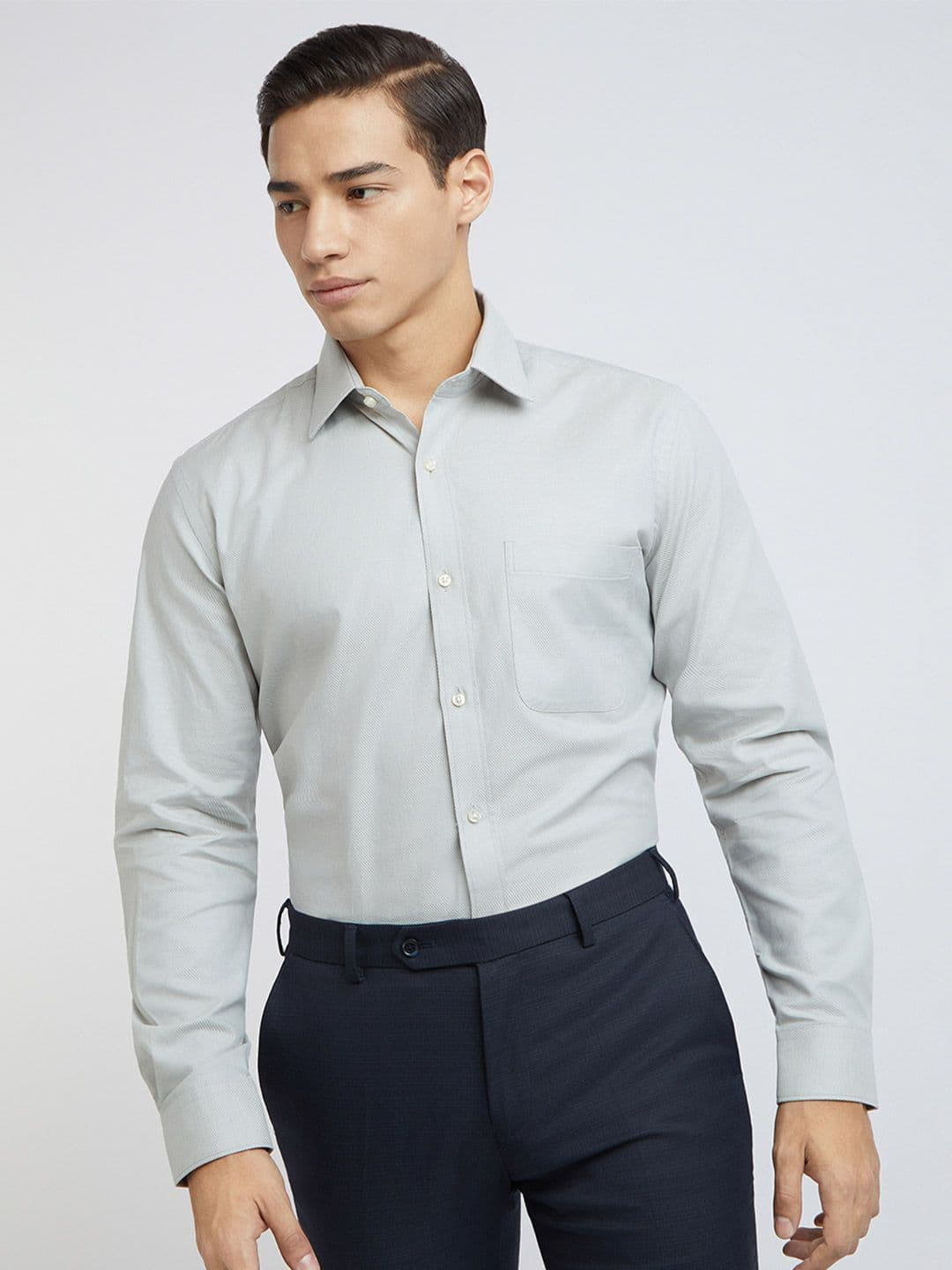 Raymond Pure Cotton Self Design Textured Formal Regular Fit Shirt - view 1