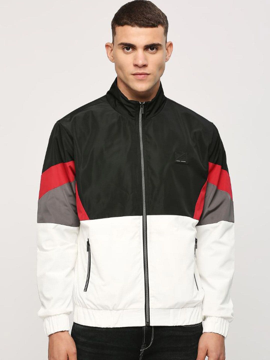Pepe Jeans Colourblocked Mock Collar Long Sleeves Bomber Jacket - view 1