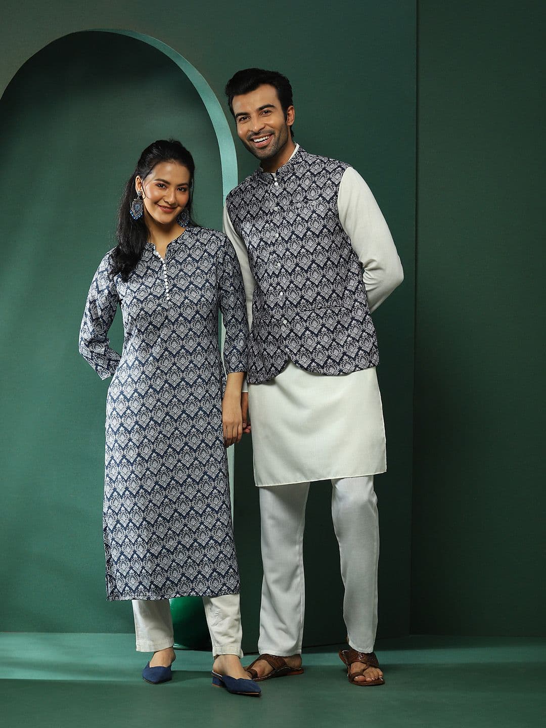 AKS Printed Nehru Jacket - view 1