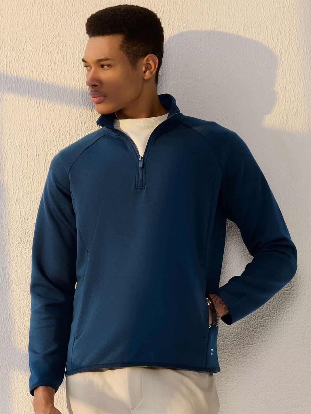 XYXX Men Regular Fit Solid Midnight Blue Half- Zip Sweatshirt - view 1