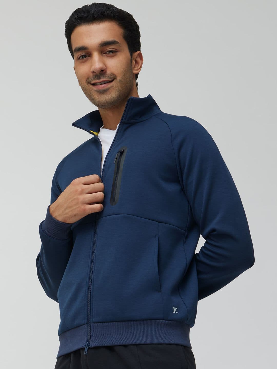 XYXX Men Regular Fit Solid Midnight Blue Hooded Jacket - view 1