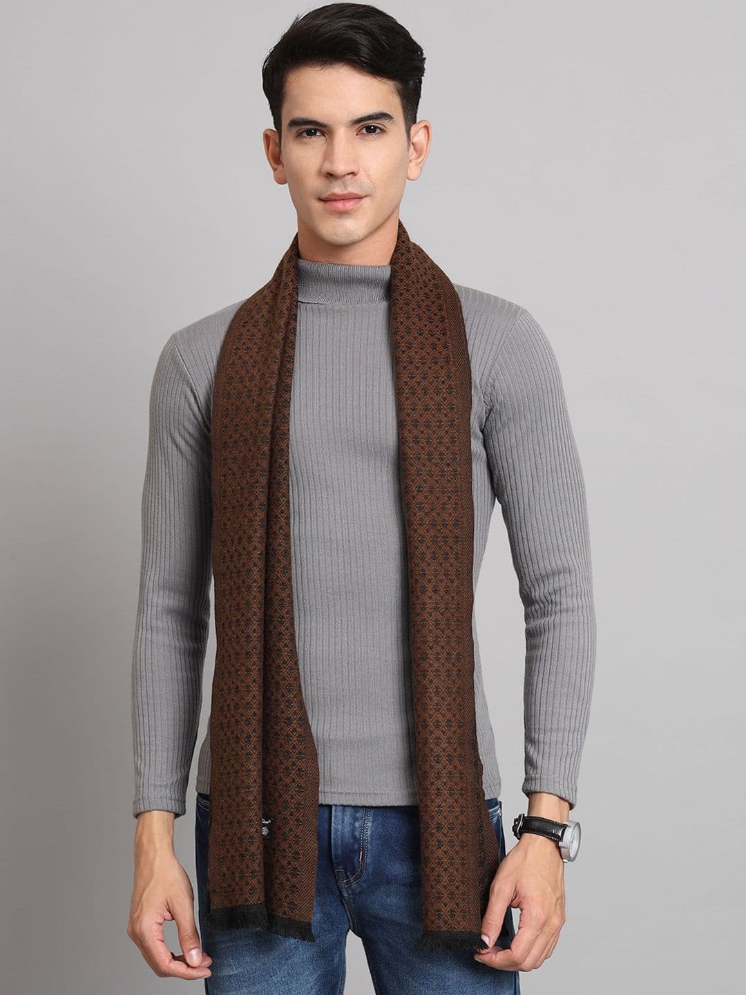 HANDICRAFT PALACE Checked Design Woolen Muffler - view 1