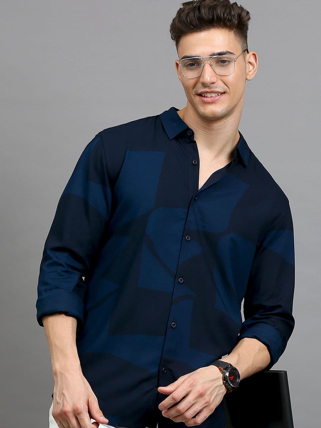 HERE&NOW Geometric Printed Slim Fit Opaque Casual Shirt - view 1