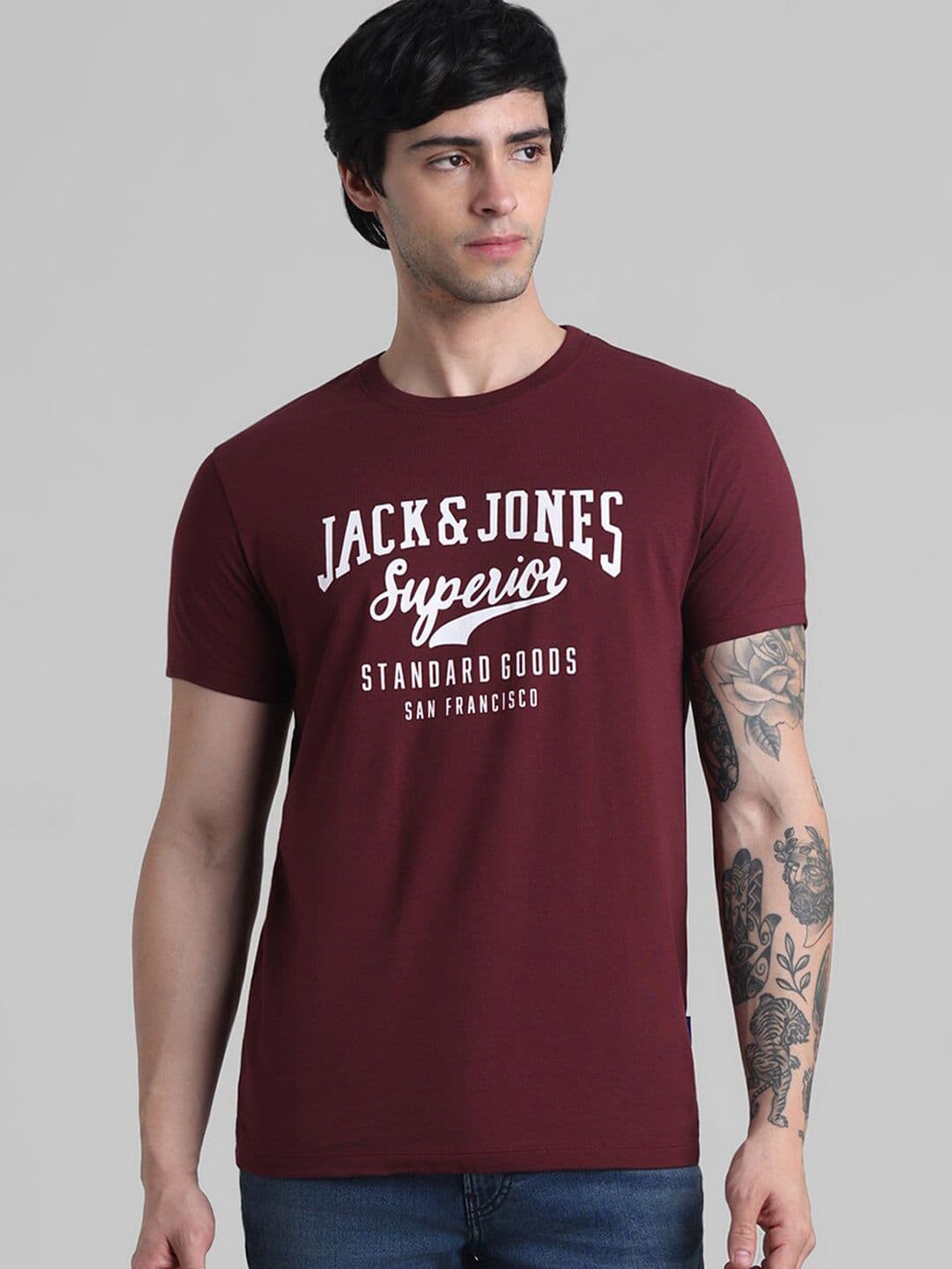 Jack & Jones Typography Printed Round Neck Slim Fit T-shirt - view 1