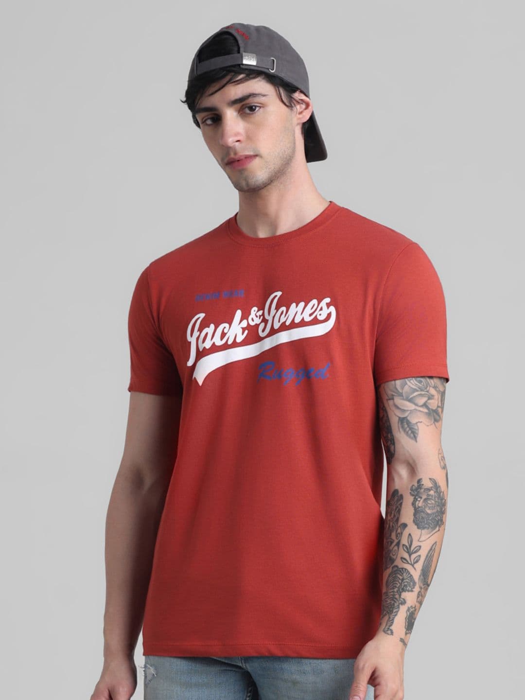Jack & Jones Typography Printed Slim Fit Pure Cotton T-shirt - view 1