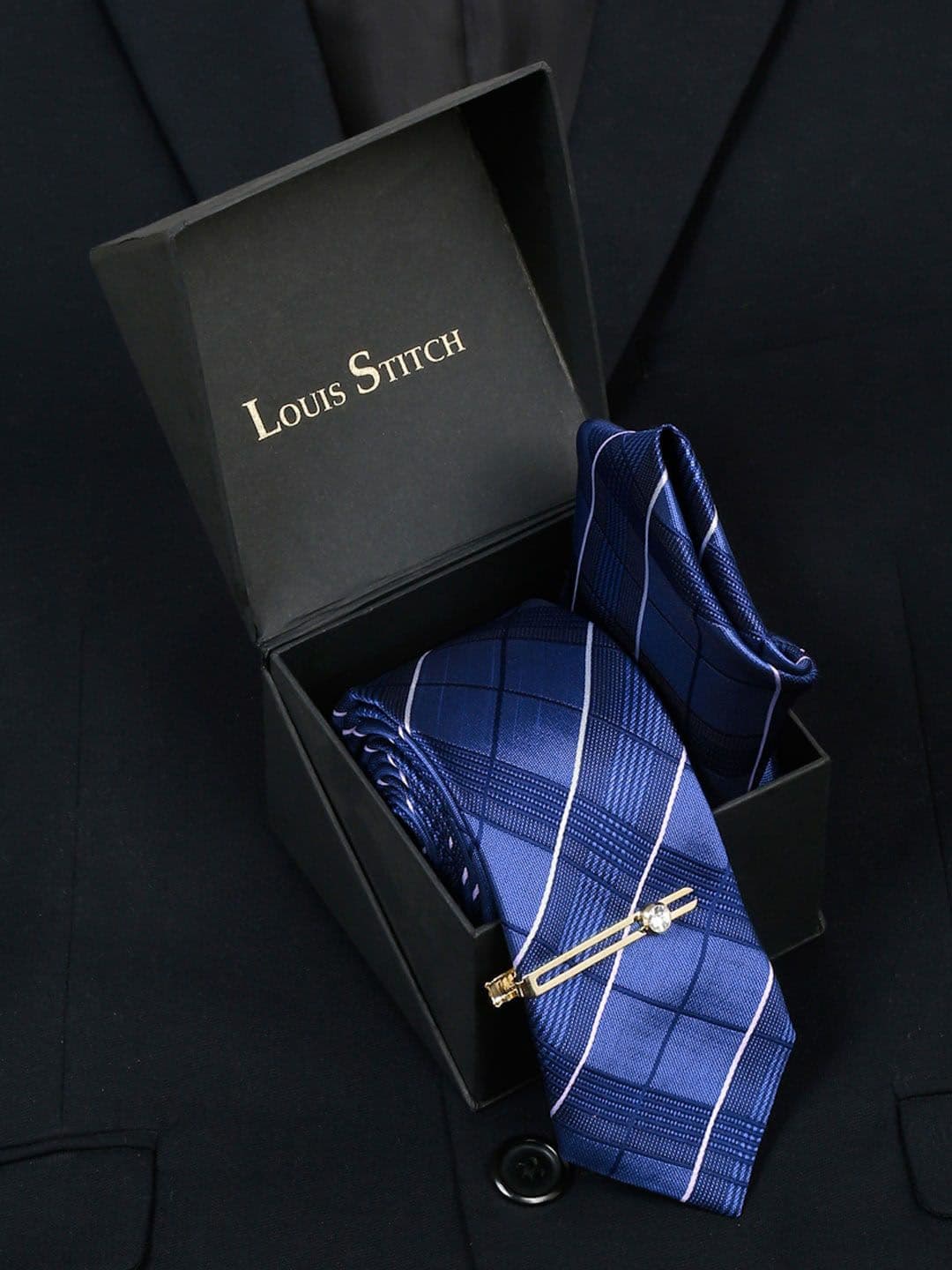 LOUIS STITCH Men Checked Silk Accessory Gift Set - view 1