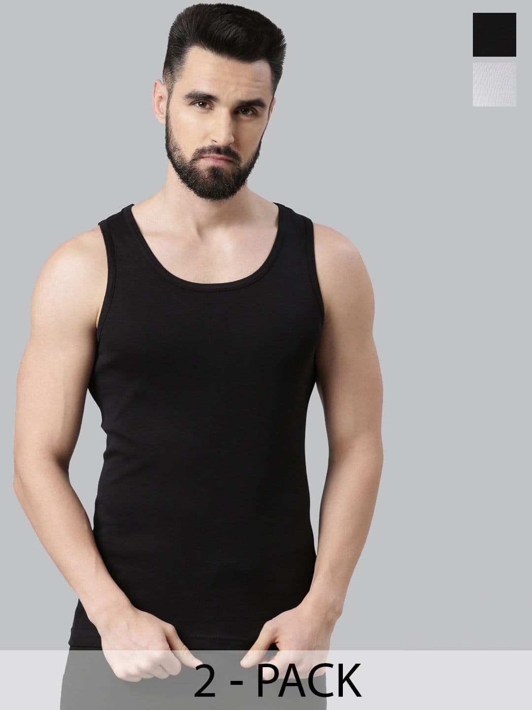 Force NXT Pack Of 2 Men Super Combed Egyptian Cotton Black Vest - view 1