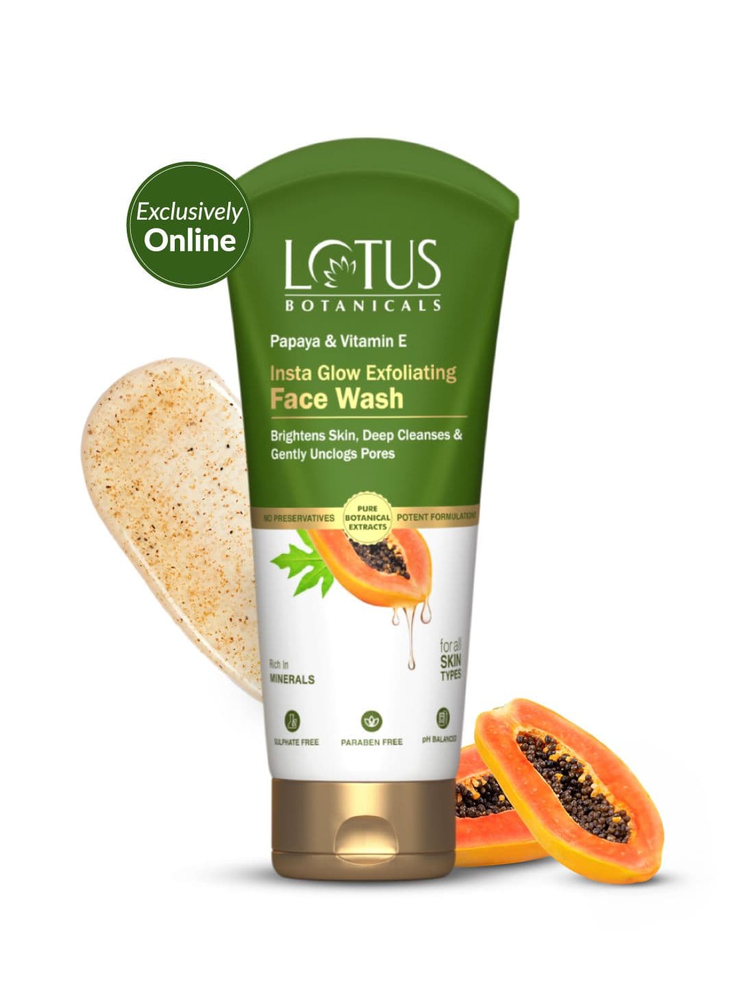 Lotus Botanicals Papaya & Vitamin E Exfoliating Face Wash - 100 ml - view 1