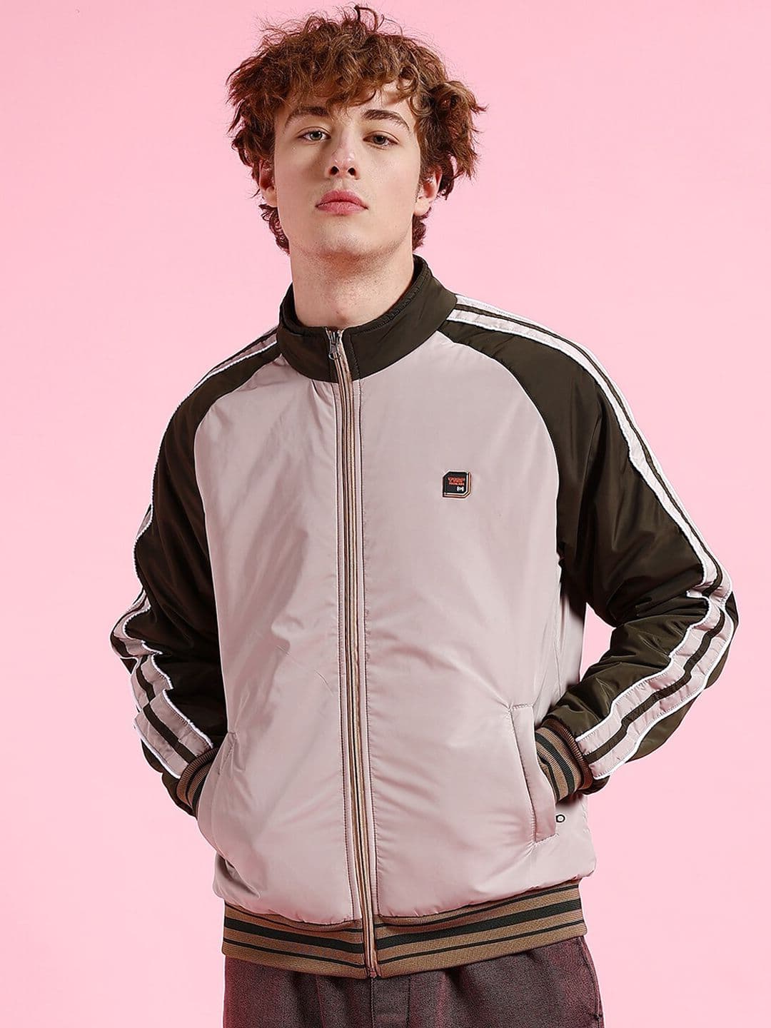 The Indian Garage Co Men Camel Brown Colourblocked Longline Outdoor Sporty Jacket - view 1