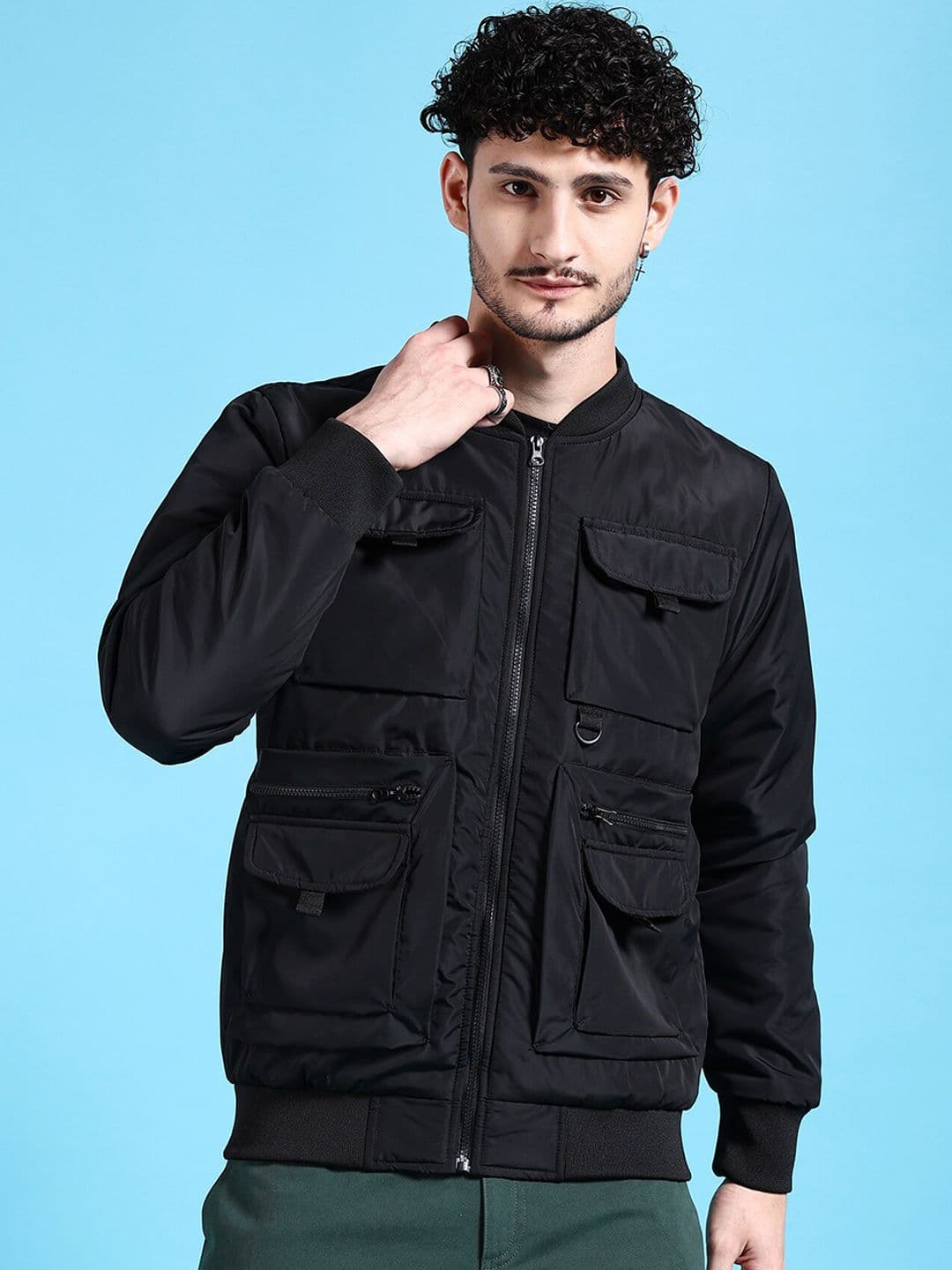 The Indian Garage Co Men Solid Regular Fit Varsity Bomber Jacket - view 1