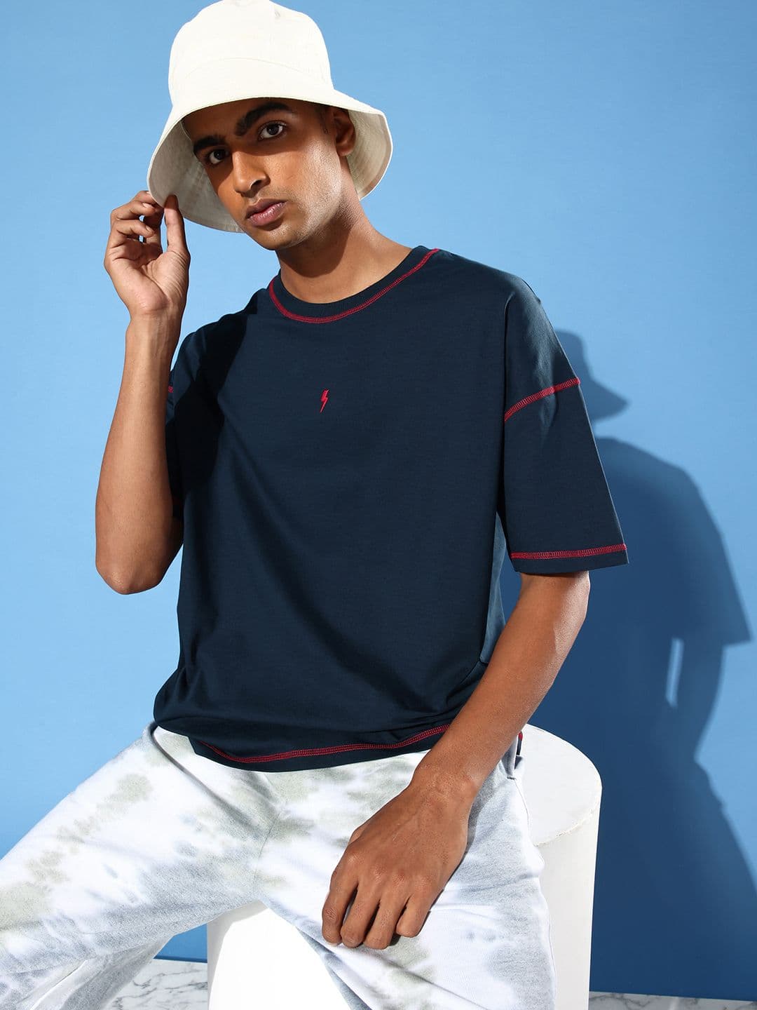 Stormborn Men Drop-Shoulder Sleeves Oversized Pure Cotton T-shirt - view 1