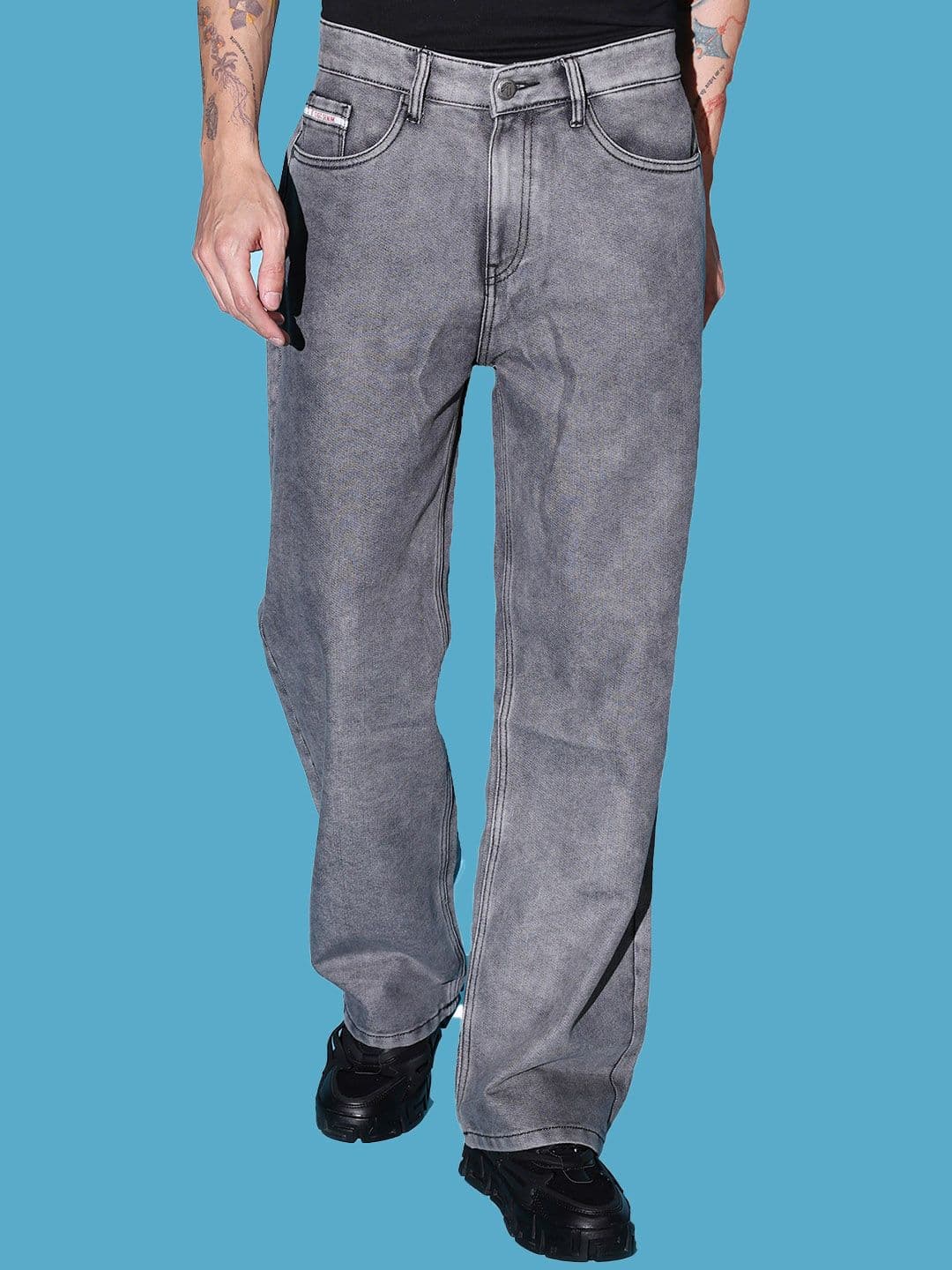 The Indian Garage Co Men Mid-Rise Loose Wide Leg Stretchable Jeans - view 1