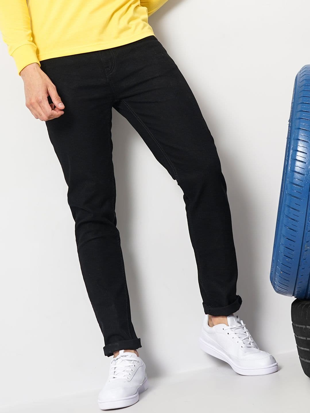 The Indian Garage Co Men Black Mid-Rise Slim Fit Clean Look Stretchable Jeans - view 1