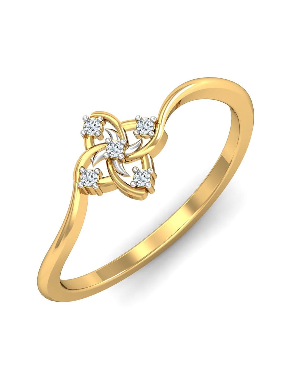 KUBERBOX 18KT Gold Diamond Studded Ring -1.34gm - view 1