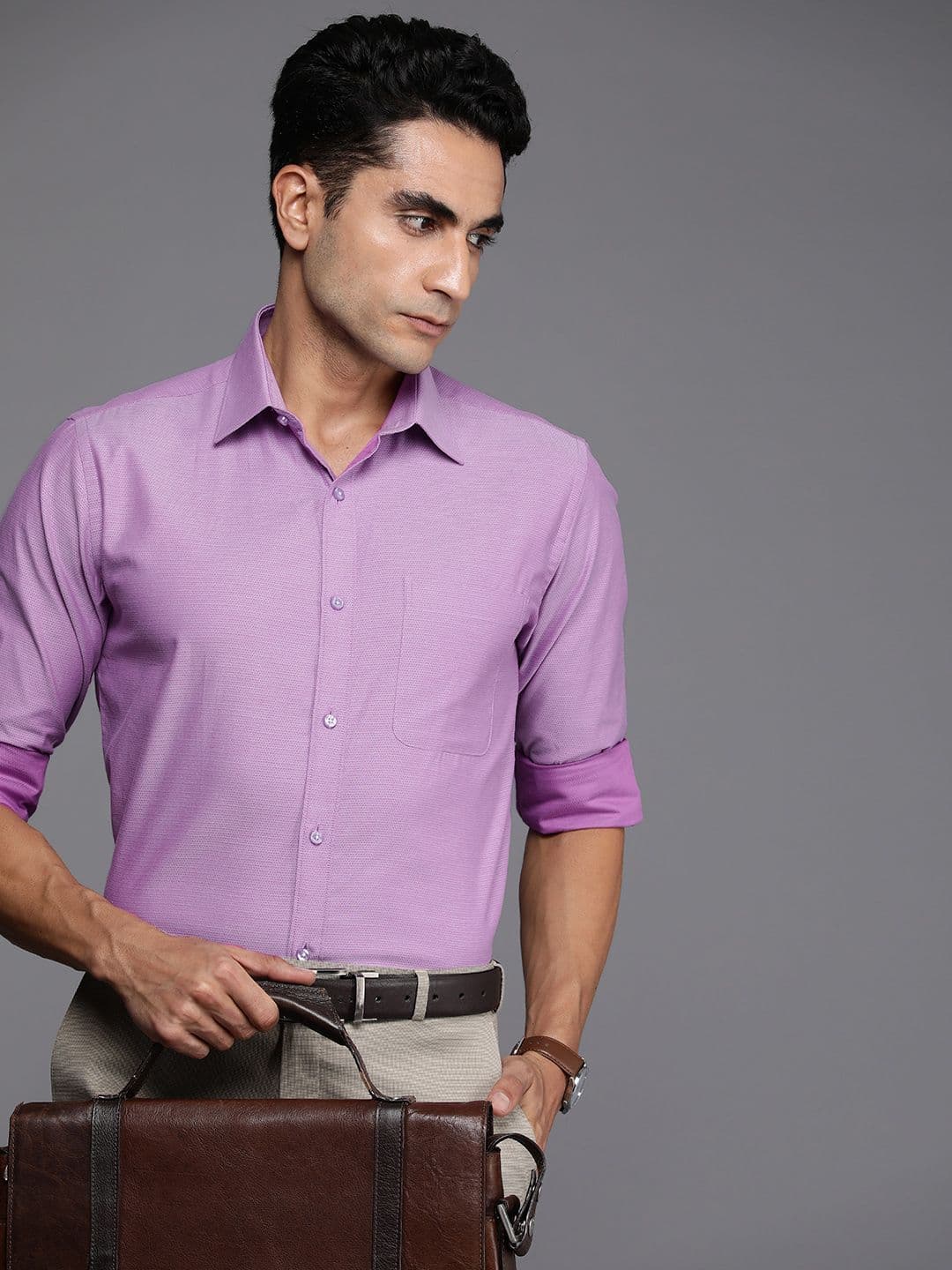 Raymond Pure Cotton Self Design Slim Fit Textured Formal Shirt - view 1