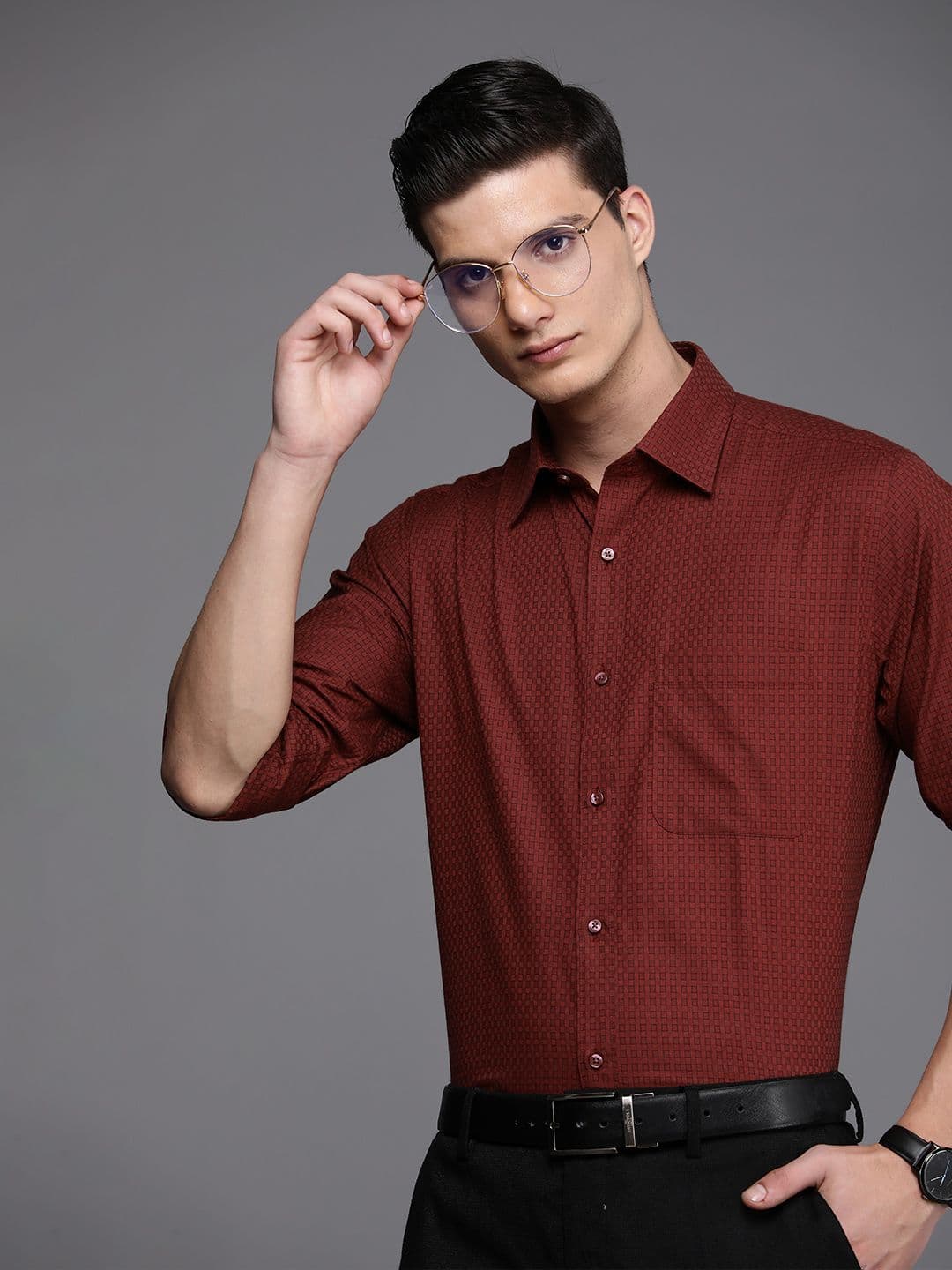 Raymond Slim Fit Geometric Printed Pure Cotton Formal Shirt - view 1