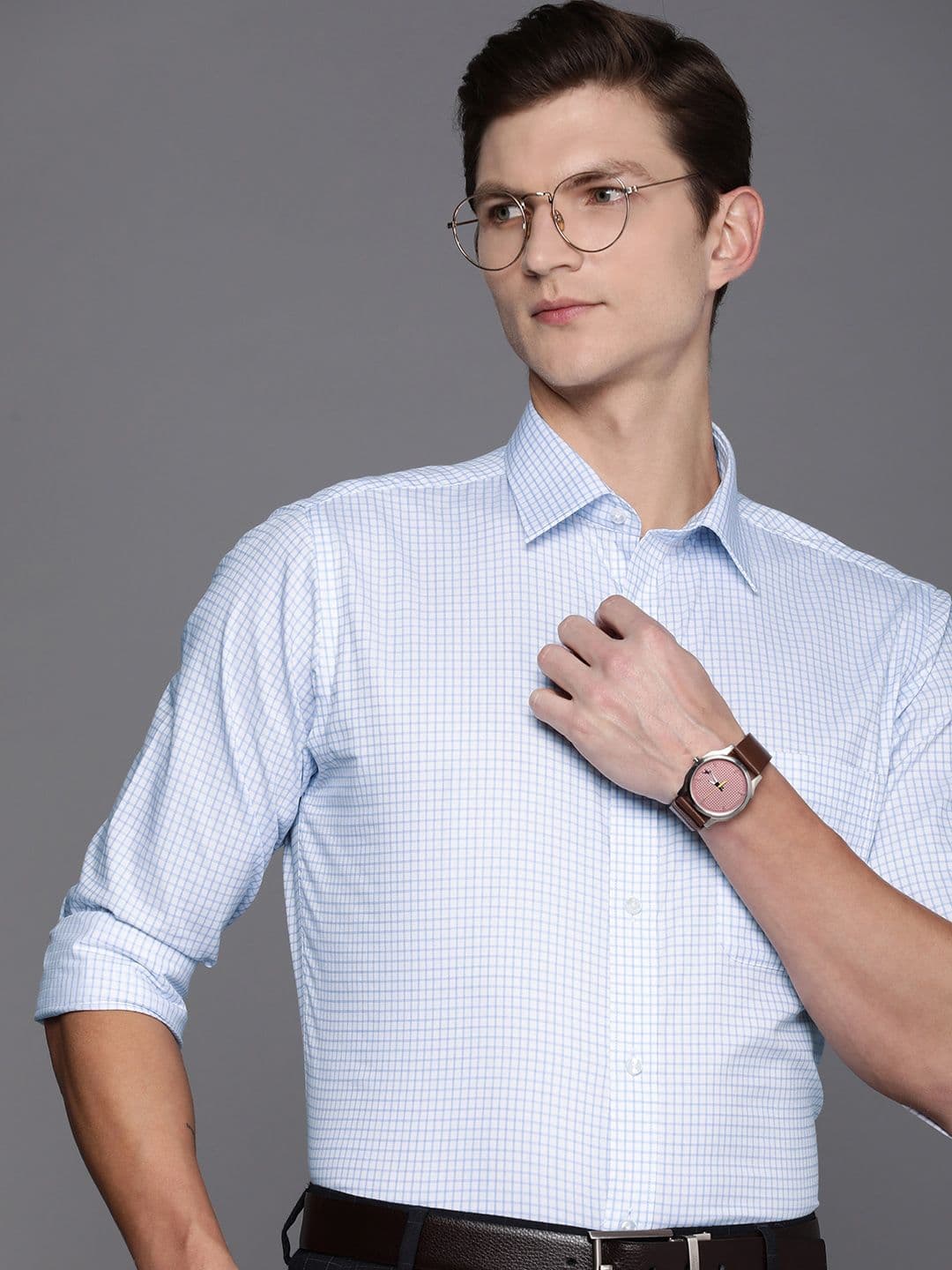 Raymond Men Pure Cotton Slim Fit Micro Checks Formal Shirt - view 1