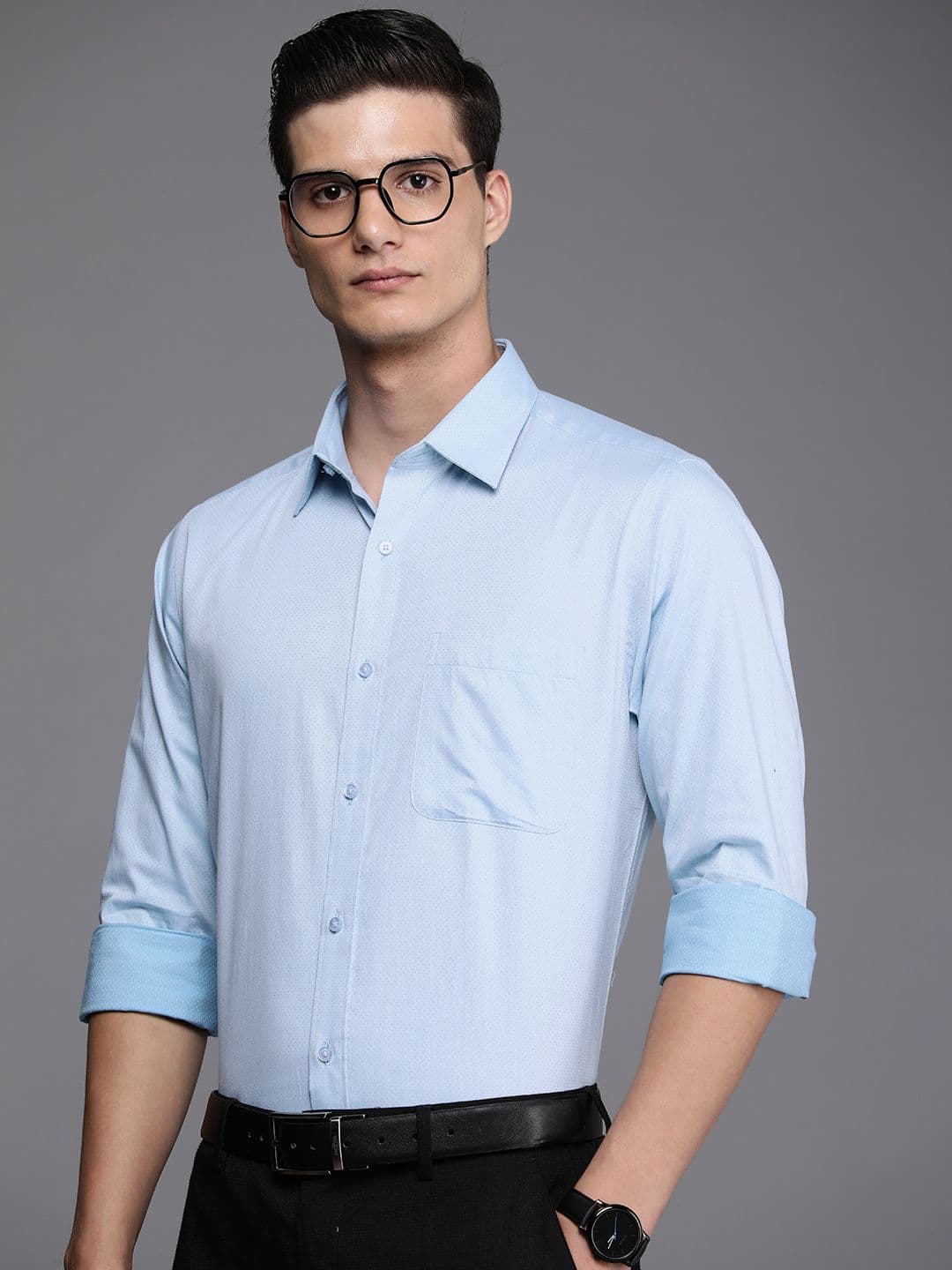 Raymond Self Design Slim Fit Pure Cotton Formal Shirt - view 1