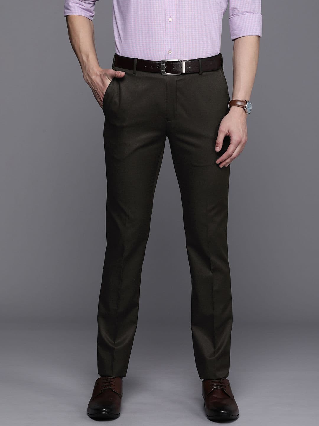 Raymond Men Checked Slim Fit Formal Trousers - view 1