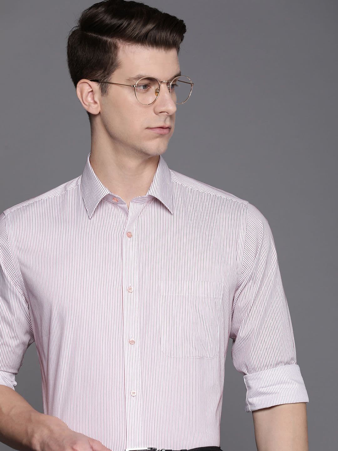 Raymond Men Pure Cotton Slim Fit Striped Formal Shirt - view 1