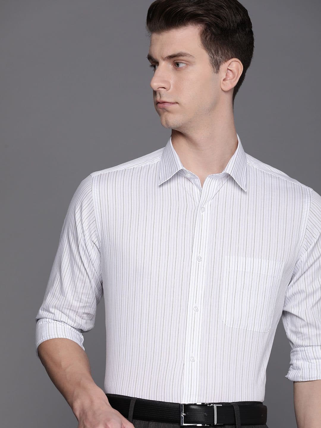Raymond Men Pure Cotton Slim Fit Striped Formal Shirt - view 1